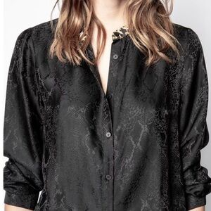 Zadig & Voltaire Talini Leopard Blouse Size M NWT